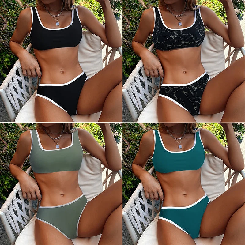 Damen Sportlicher Bikini mit hoch geschnittenem Slip