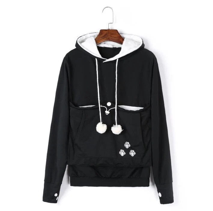 Praktischer Damen Kapuzenpullover mit Bauchtasche für Haustiere