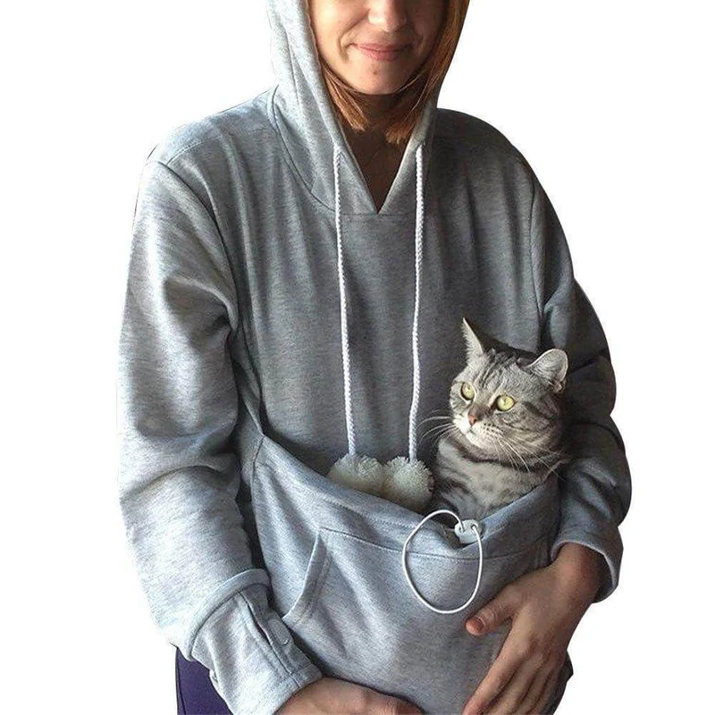 Praktischer Damen Kapuzenpullover mit Bauchtasche für Haustiere