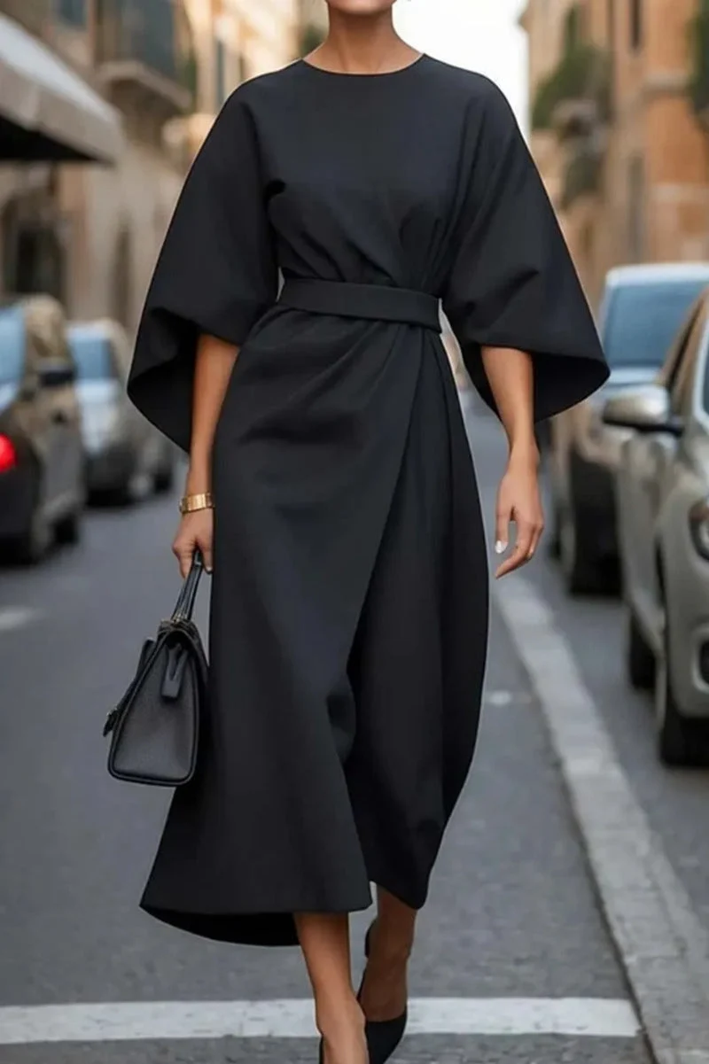 Damen Elegantes Maxikleid mit innovativem Schnitt und voluminösen Ärmeln