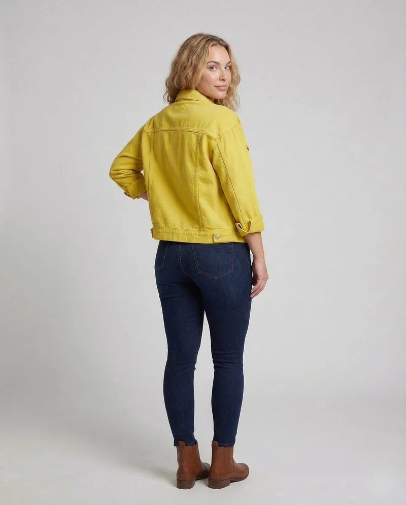 Damen Kastige Kurzjeansjacke Pattentaschen