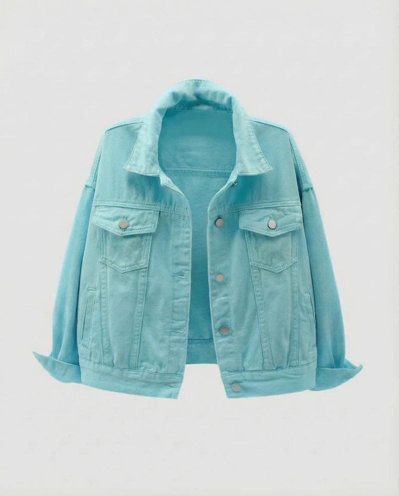 Damen Kastige Kurzjeansjacke Pattentaschen