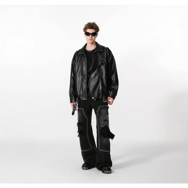 Damen Kunstlederjacke mit hohem Kragen und lässigem Schnitt