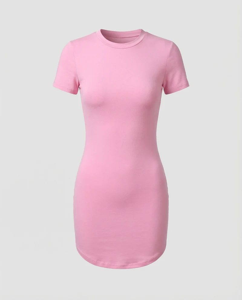Damen Bequeme Abgerundeter-Saum Minikleid