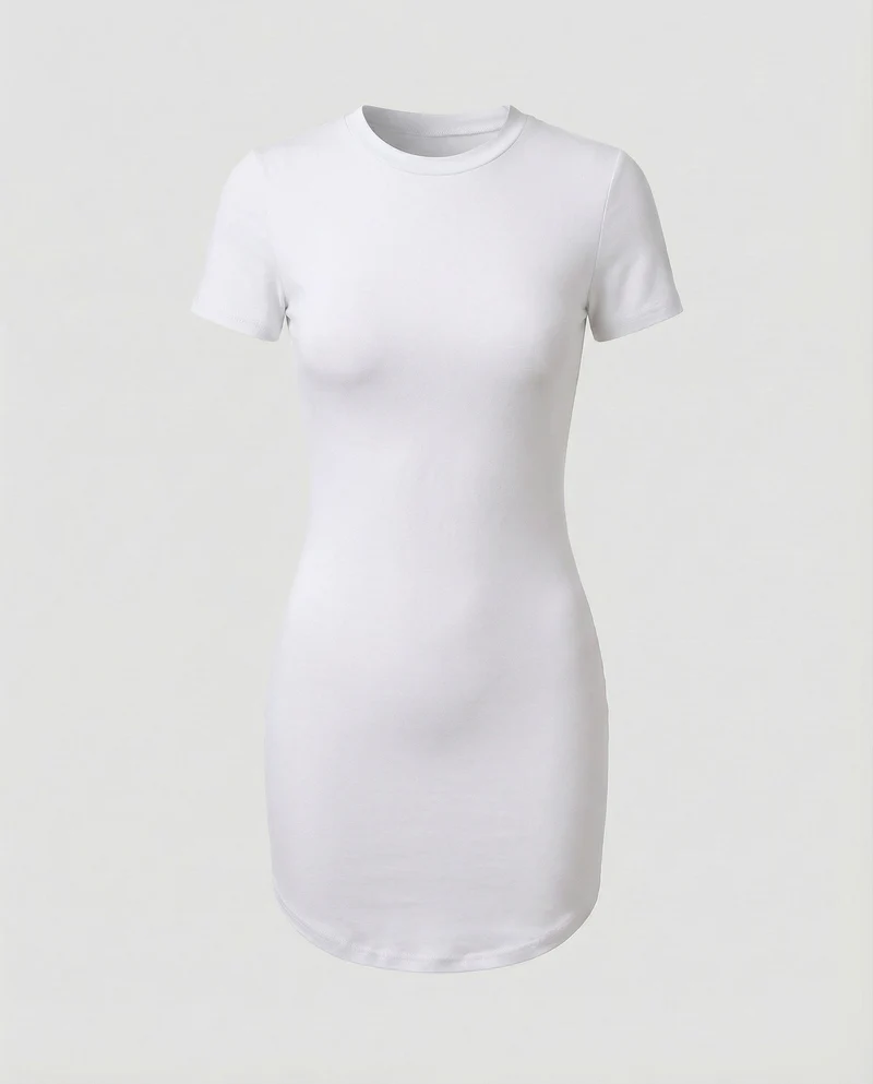 Damen Bequeme Abgerundeter-Saum Minikleid