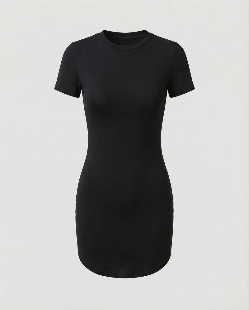 Damen Bequeme Abgerundeter-Saum Minikleid