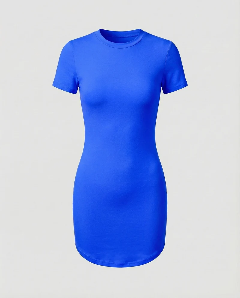 Damen Bequeme Abgerundeter-Saum Minikleid