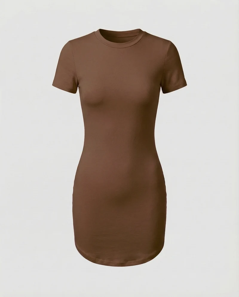 Damen Bequeme Abgerundeter-Saum Minikleid