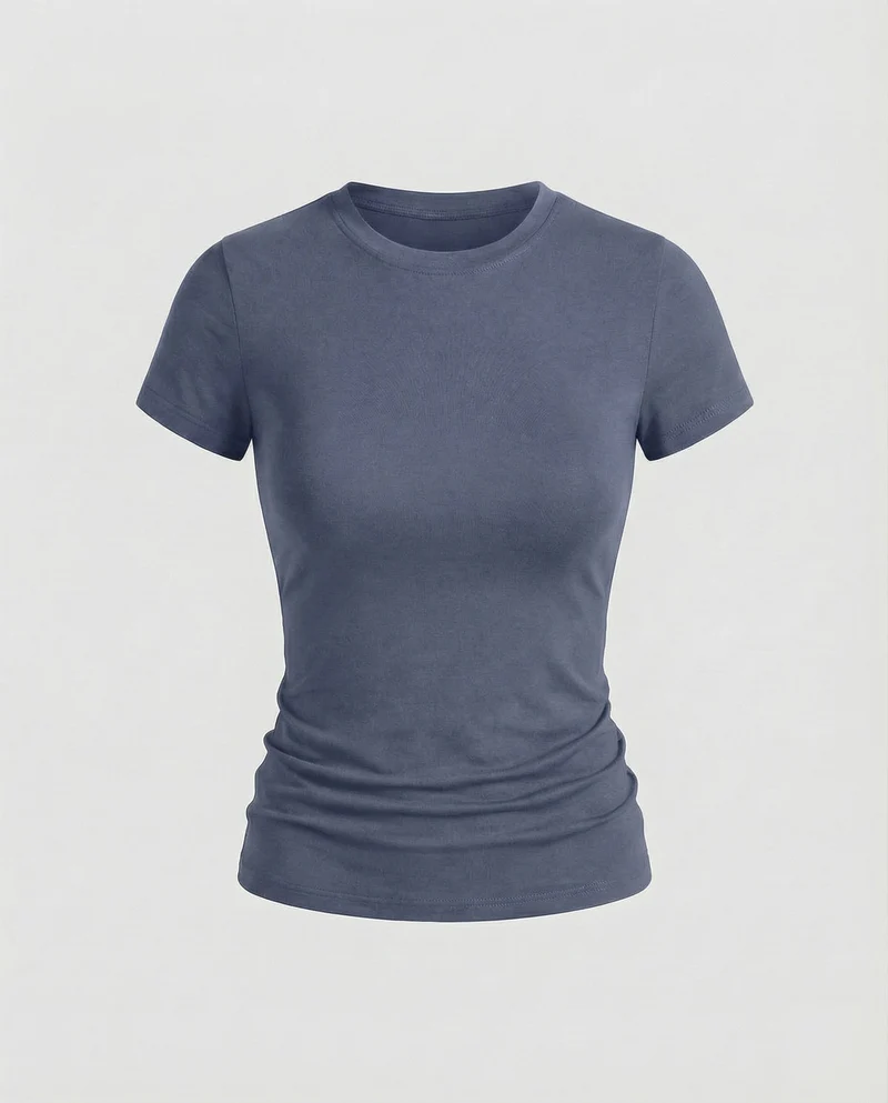 Damen Schmale Microstretch MischgewNord Taschene Kurzarmshirt