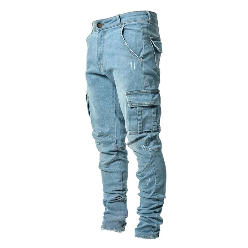 Herren Cargo-Jeans mit modischen Seitentaschen und lässigem Schnitt