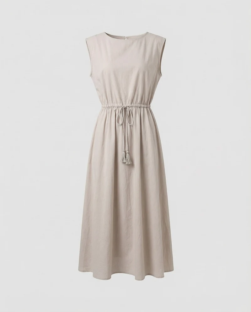 Damen Luftige Bateau-Ausschnitt Midikleid