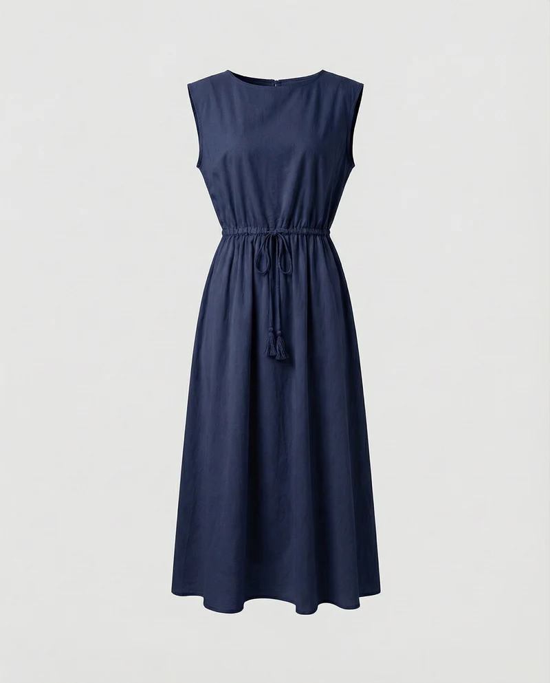 Damen Luftige Bateau-Ausschnitt Midikleid