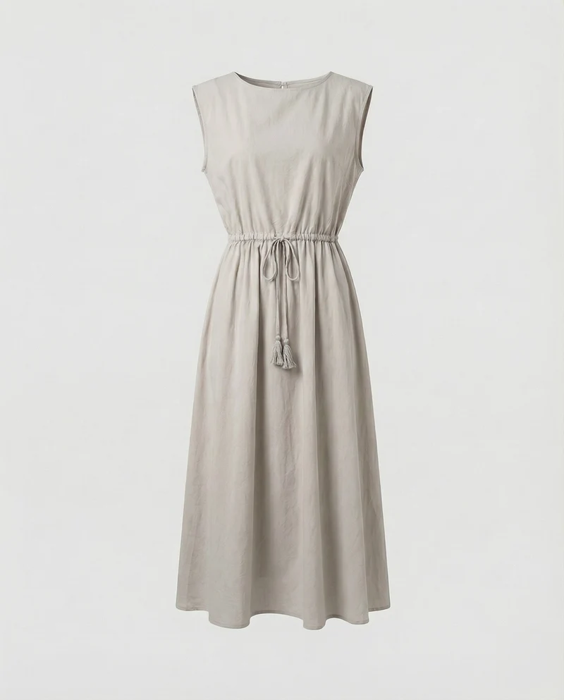 Damen Luftige Bateau-Ausschnitt Midikleid