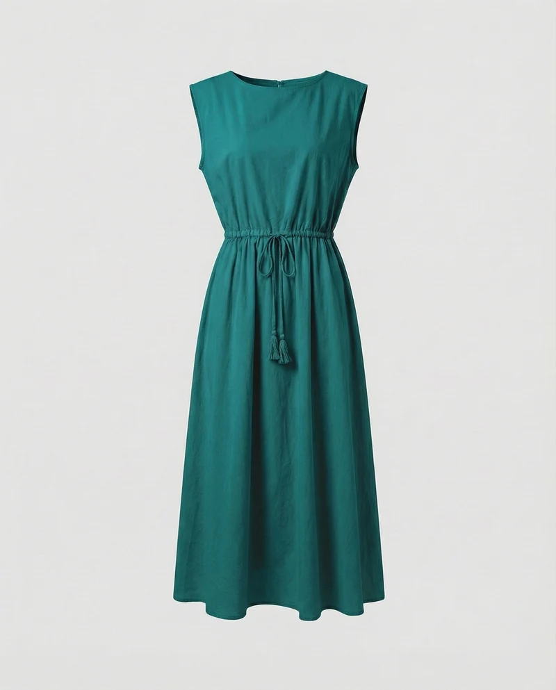 Damen Luftige Bateau-Ausschnitt Midikleid
