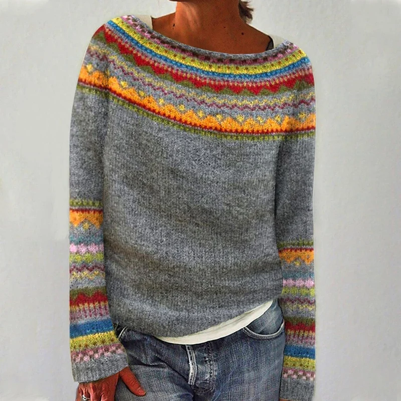 Langarmpullover mit Retro-Print
