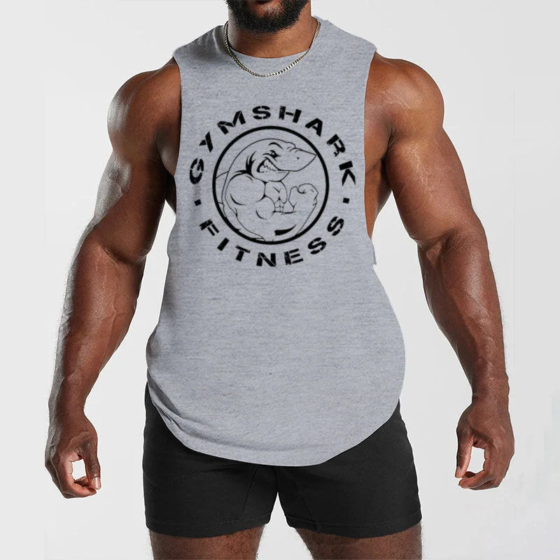 Herren nan ärmelloses Muskelshirt mit extra tiefen Armöffnungen und großem Logodruck