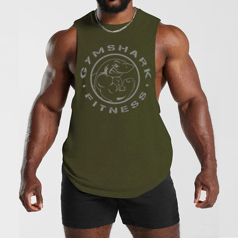 Herren nan ärmelloses Muskelshirt mit extra tiefen Armöffnungen und großem Logodruck
