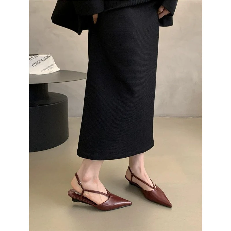 Damen spitze Slingback Pumps aus feinem Leder