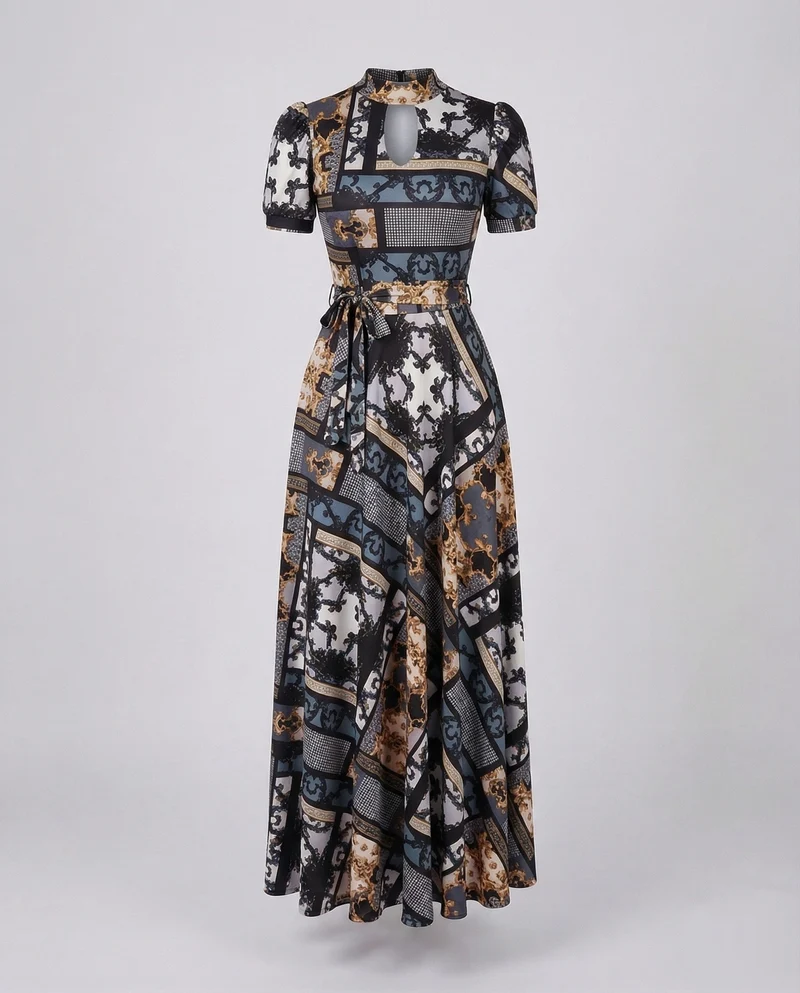 Damen Florales Maxikleid Dekolleteschlitz