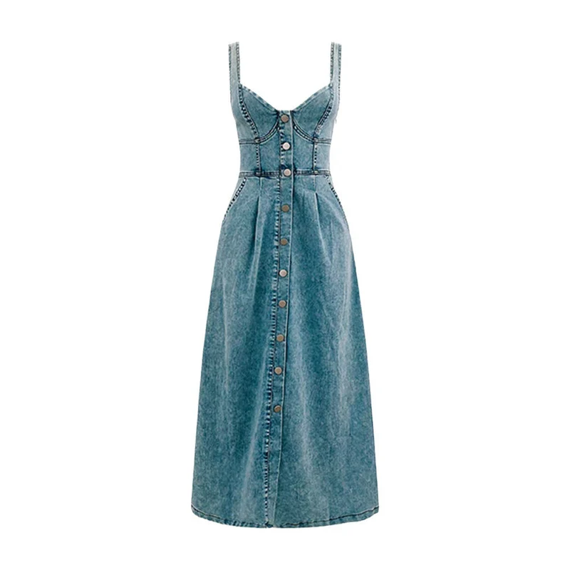Damen Jeanskleid mit Knopfleiste und lässigem Schnitt
