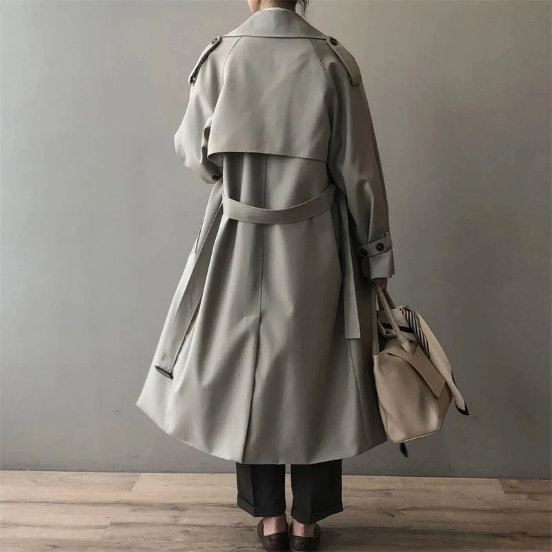 Trenchcoat Damen Oversized Windbreaker, Doppelreihig