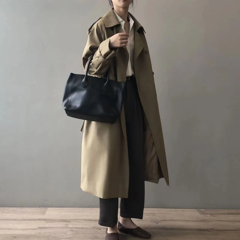 Trenchcoat Damen Oversized Windbreaker, Doppelreihig