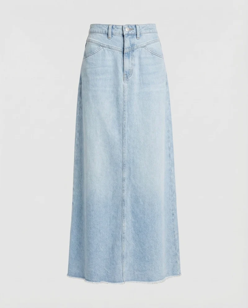 Damen hochgeschnittener Denim-Maxi-Rock