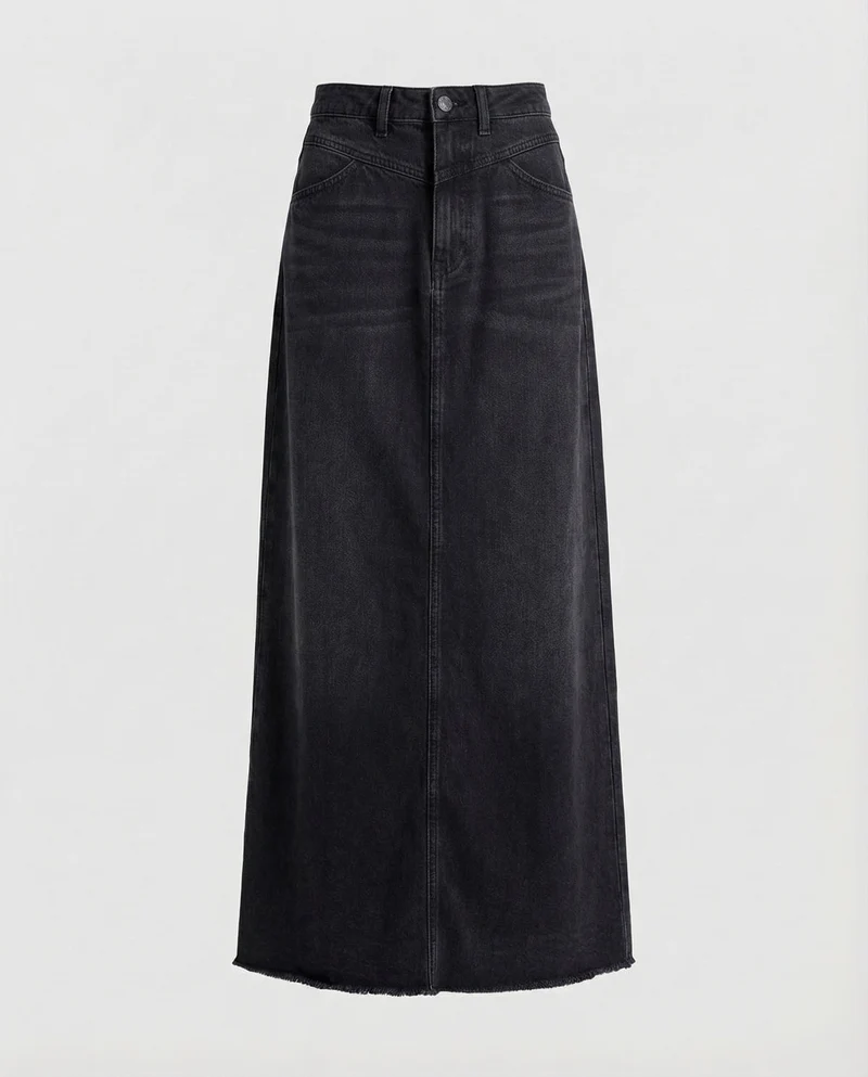 Damen hochgeschnittener Denim-Maxi-Rock