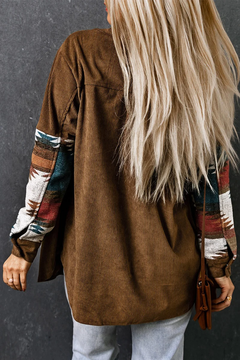 Cordjacke Mit Aztekenmuster