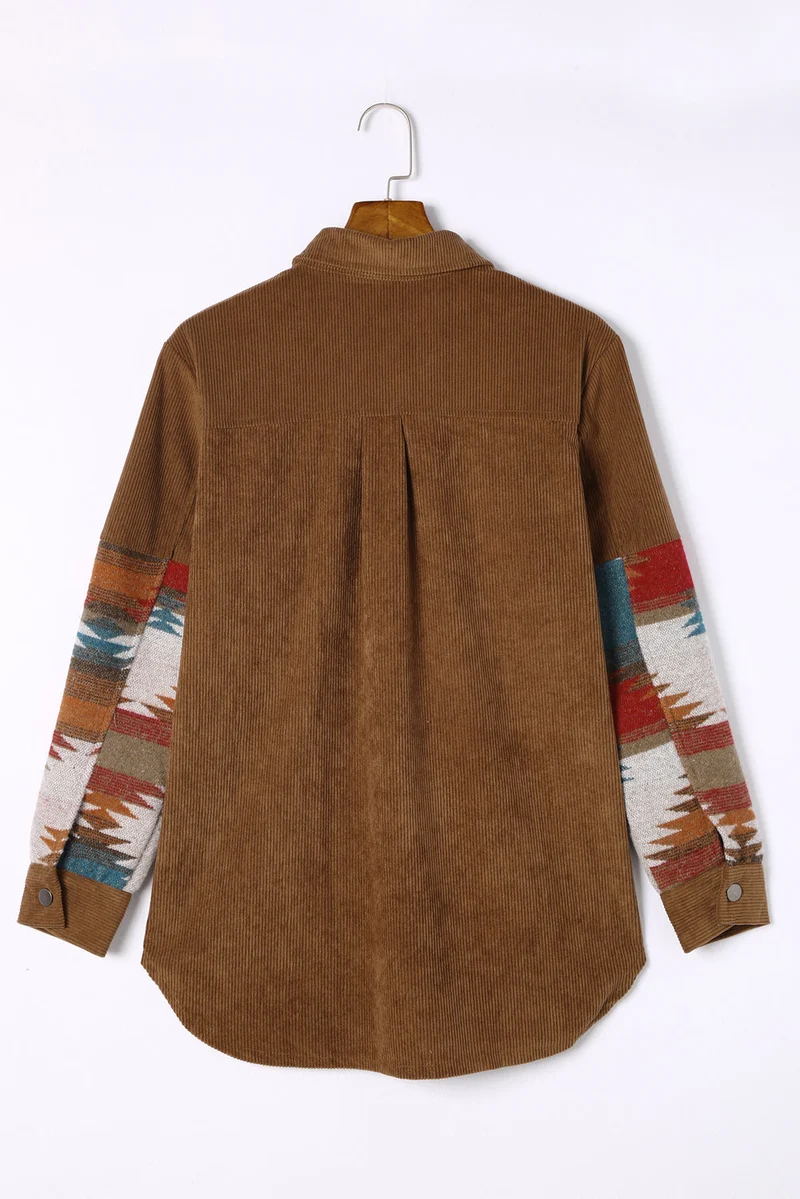 Cordjacke Mit Aztekenmuster