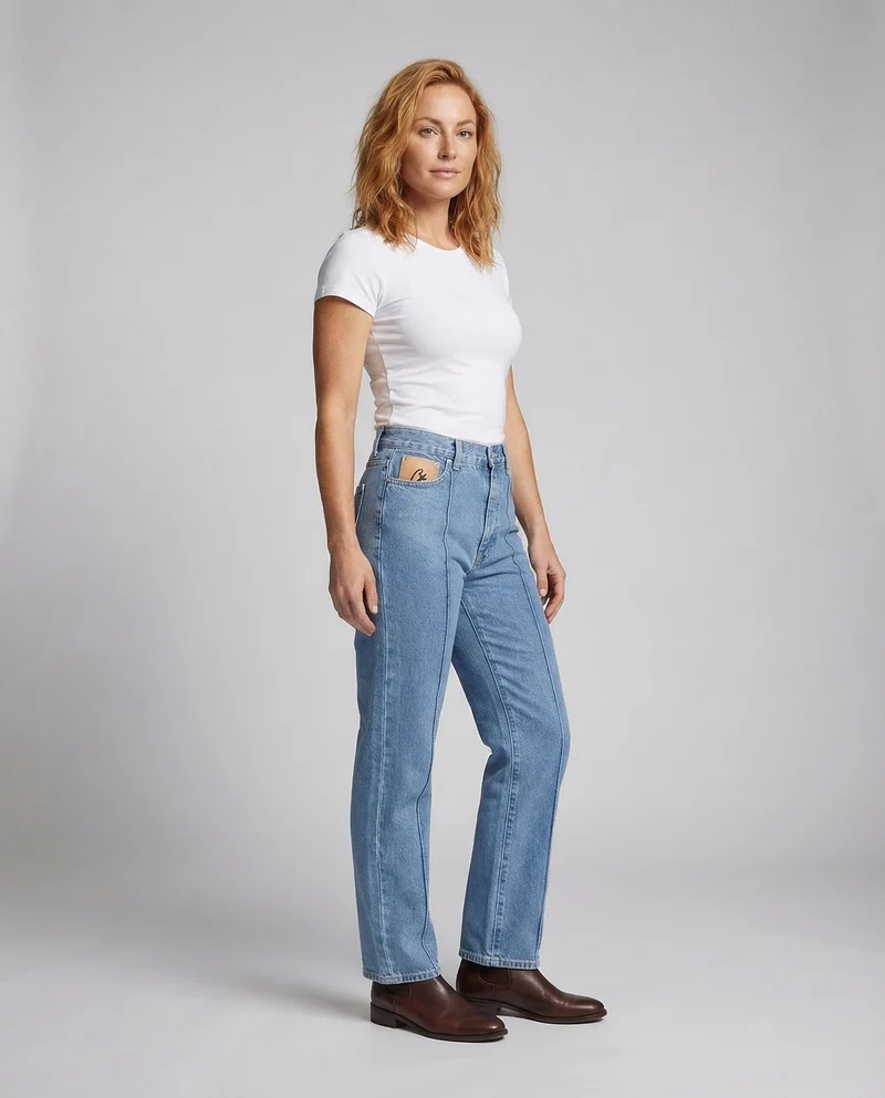 Unisex Weite Relax-Jeans Kontrastnaht