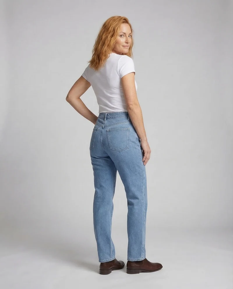 Unisex Weite Relax-Jeans Kontrastnaht