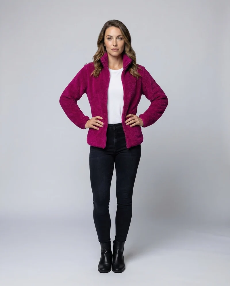 Damen Flauschige Plüsch-Fleecejacke