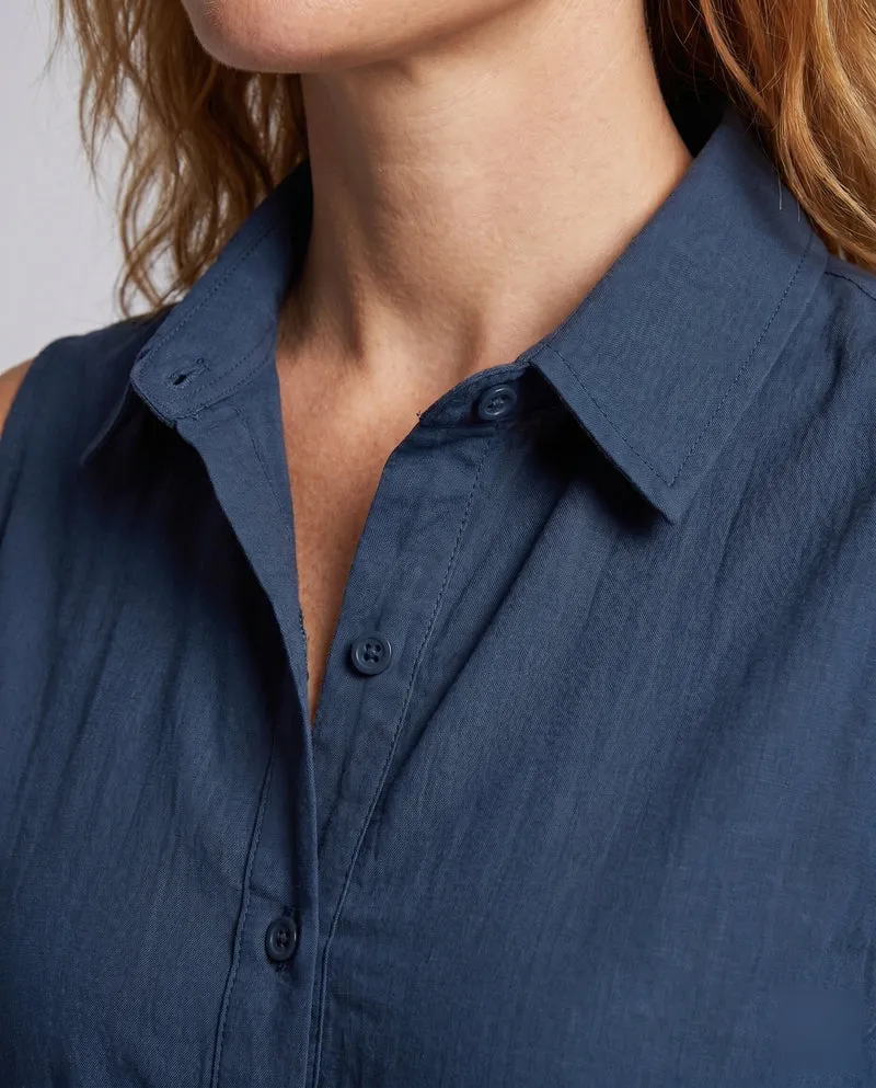 Damen Knielanges Hemdblusenkleid mit Taillengürtel und Volantdetails Nord Taschen
