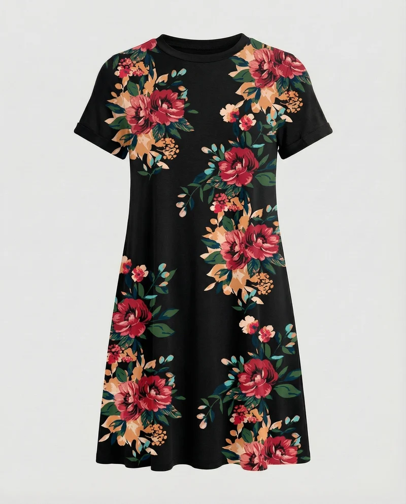 Damen lässiges A-Linien-T-Shirtkleid