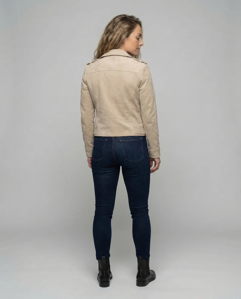 Damen Bikerjacke Kapuze Asymmetrischer Reißverschluss