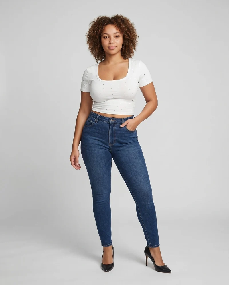 Damen Crop-Top mit funkelnden Pailletten
