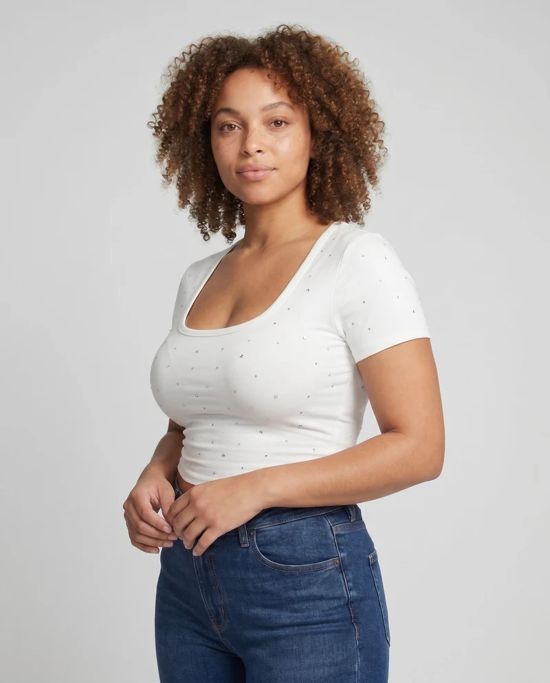 Damen Crop-Top mit funkelnden Pailletten