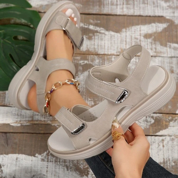 Damen Bequeme Sandalen mit verstellbaren Klettverschlüssen und anatomischem Fußbett
