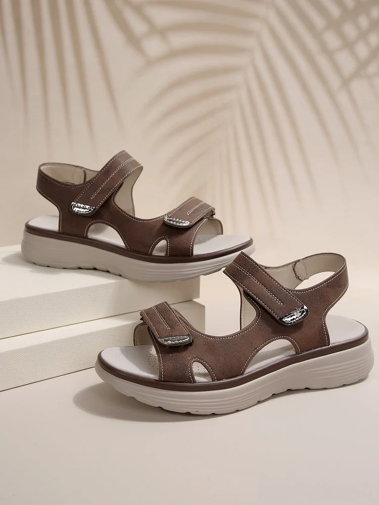 Damen Bequeme Sandalen mit verstellbaren Klettverschlüssen und anatomischem Fußbett