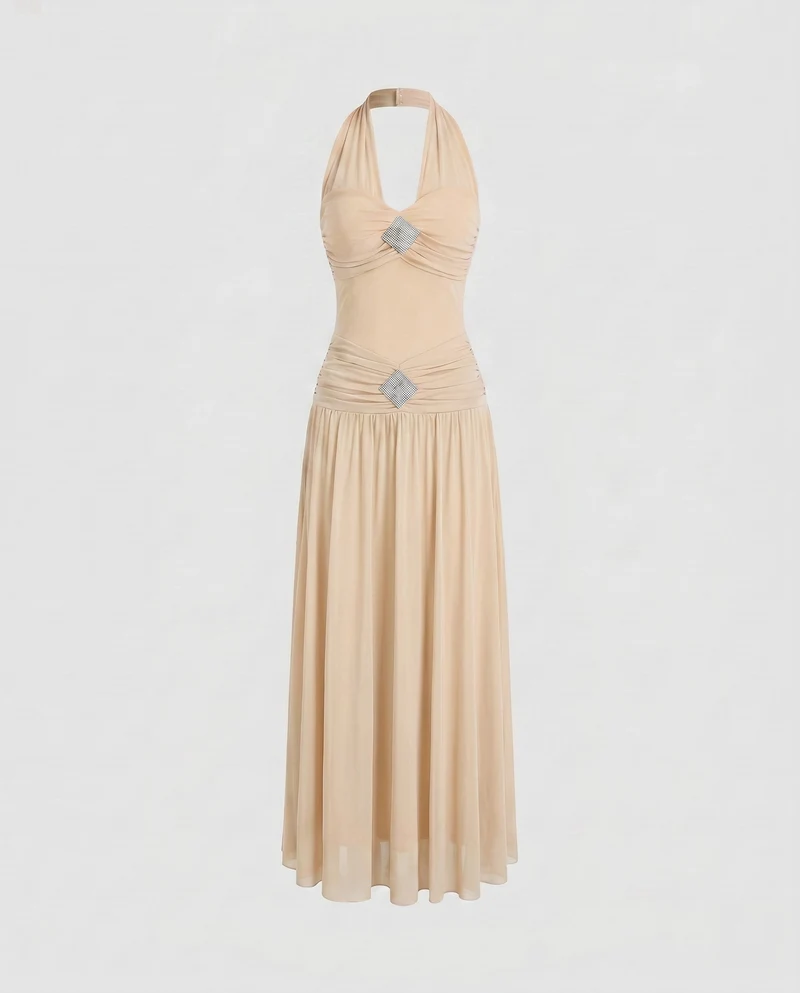 Damen Abendkleid mit elegantem V-Ausschnitt und verführerischer Raffung