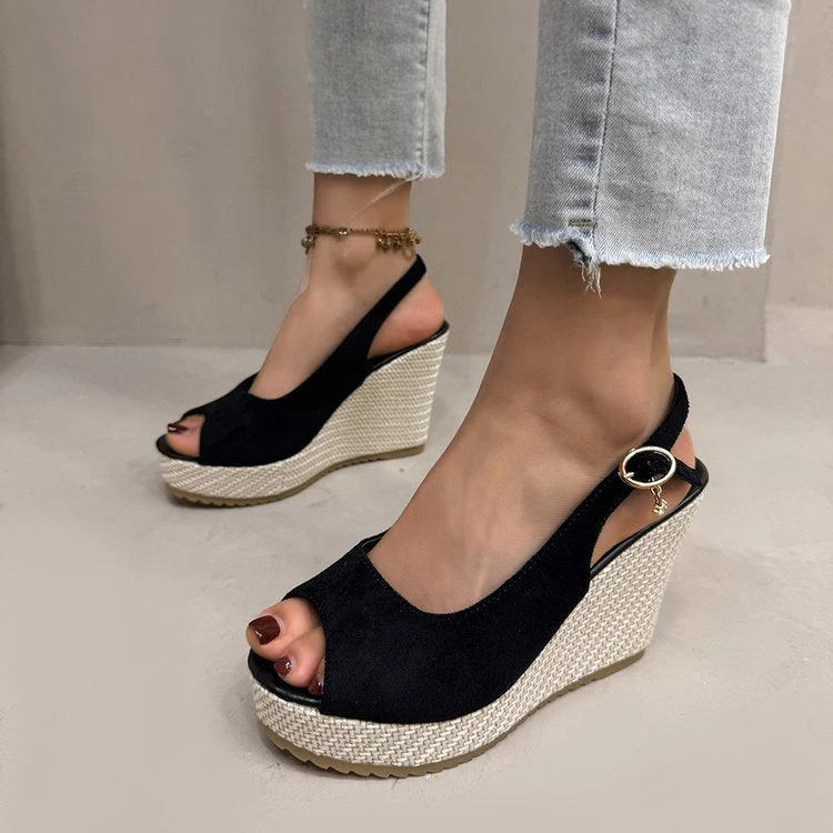 Damen Wedge-Pantoletten mit dekorativem Riemendesign und komfortabler Sohle