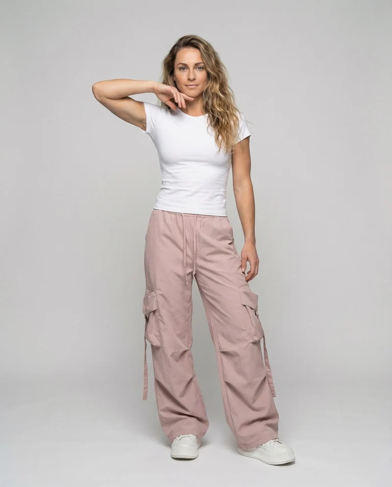 Damen Weite Cargohose Seitliche BindNord Taschenänder