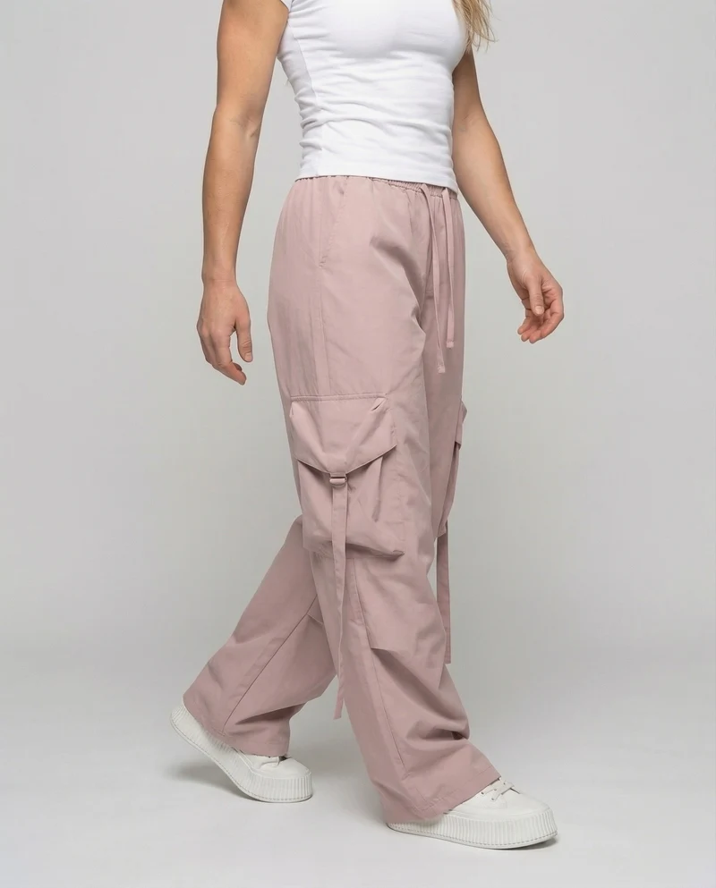 Damen Weite Cargohose Seitliche BindNord Taschenänder