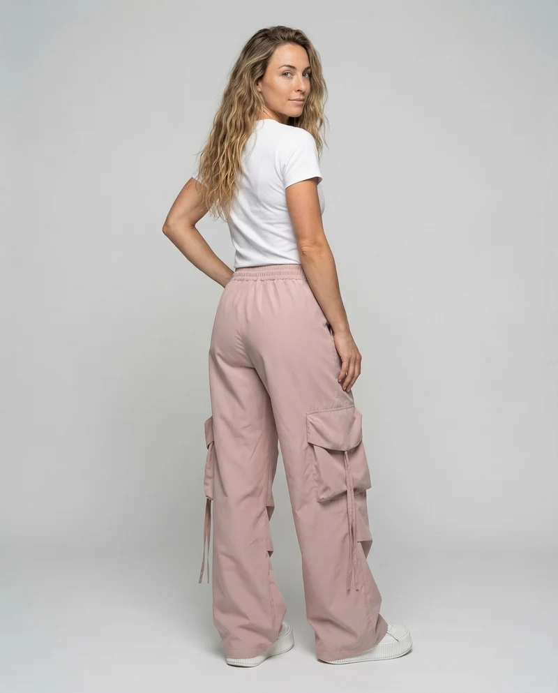 Damen Weite Cargohose Seitliche BindNord Taschenänder