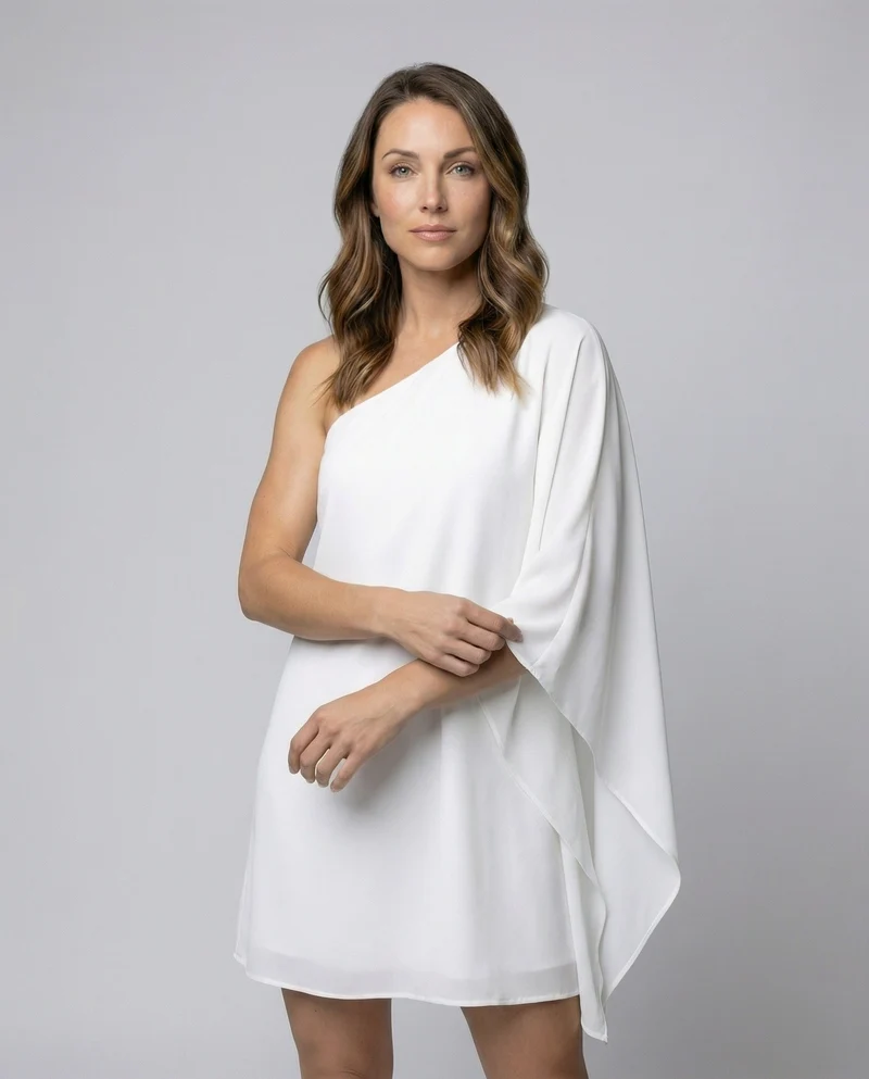 Damen elegantes Ein-Schulter-Minikleid