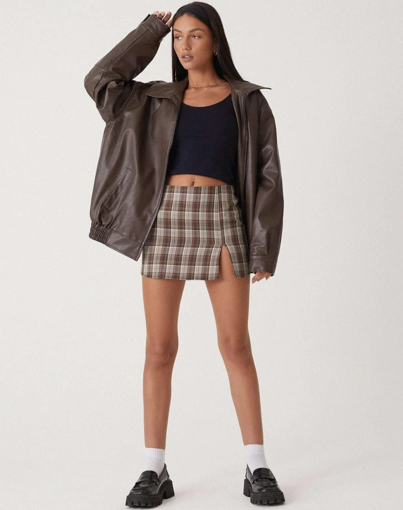 Damen-Lederjacke im weiten Schnitt