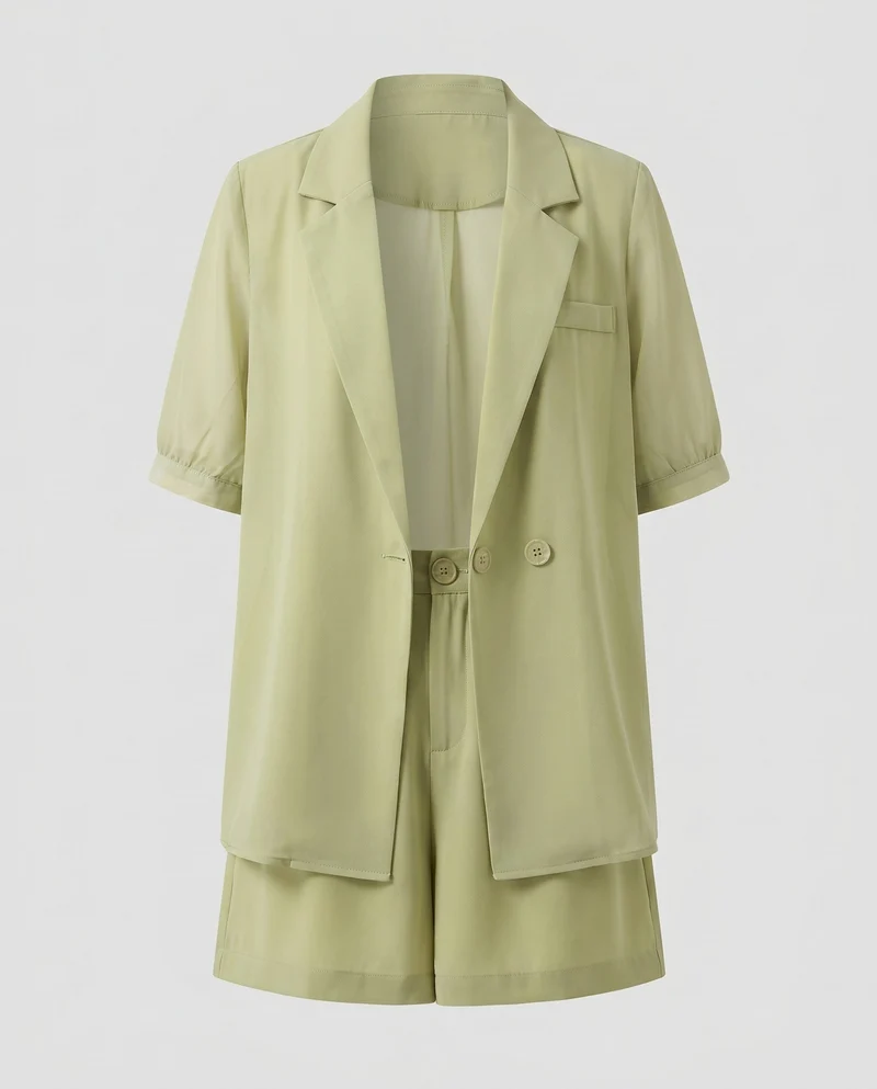 Damen Elegantes Blazer-Shorts Ensemble mit legerem Schnitt Nord Taschen