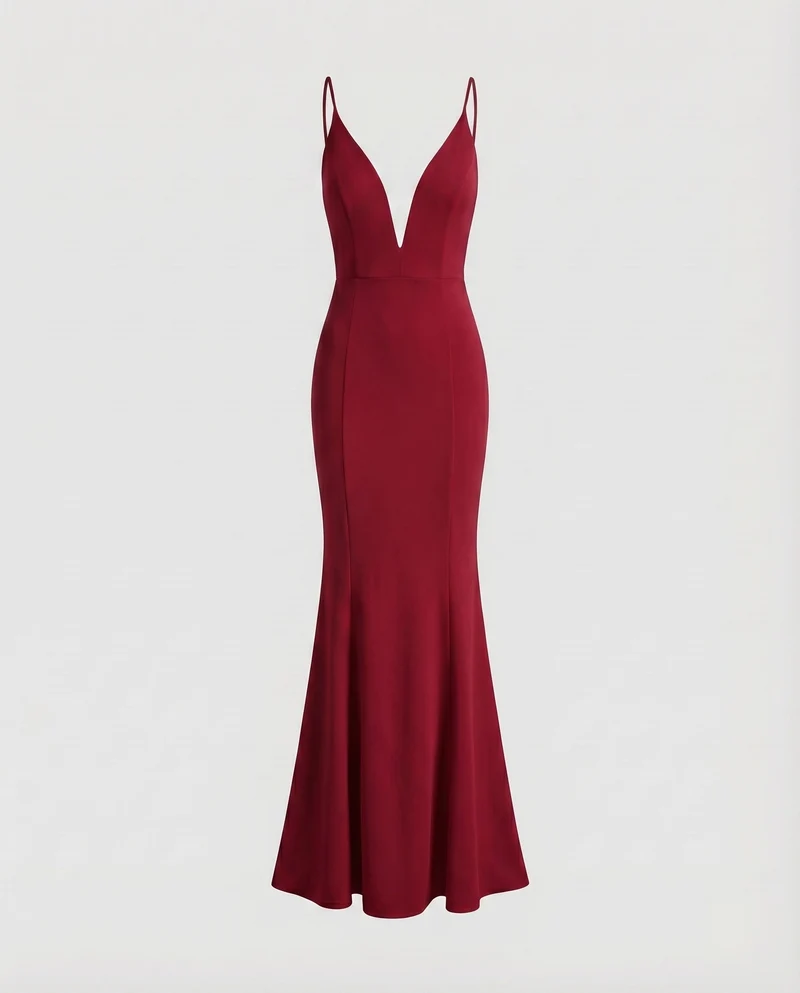 Damen Maxikleid Meerjungfrau-Schnitt V-Ausschnitt Spaghettiträger