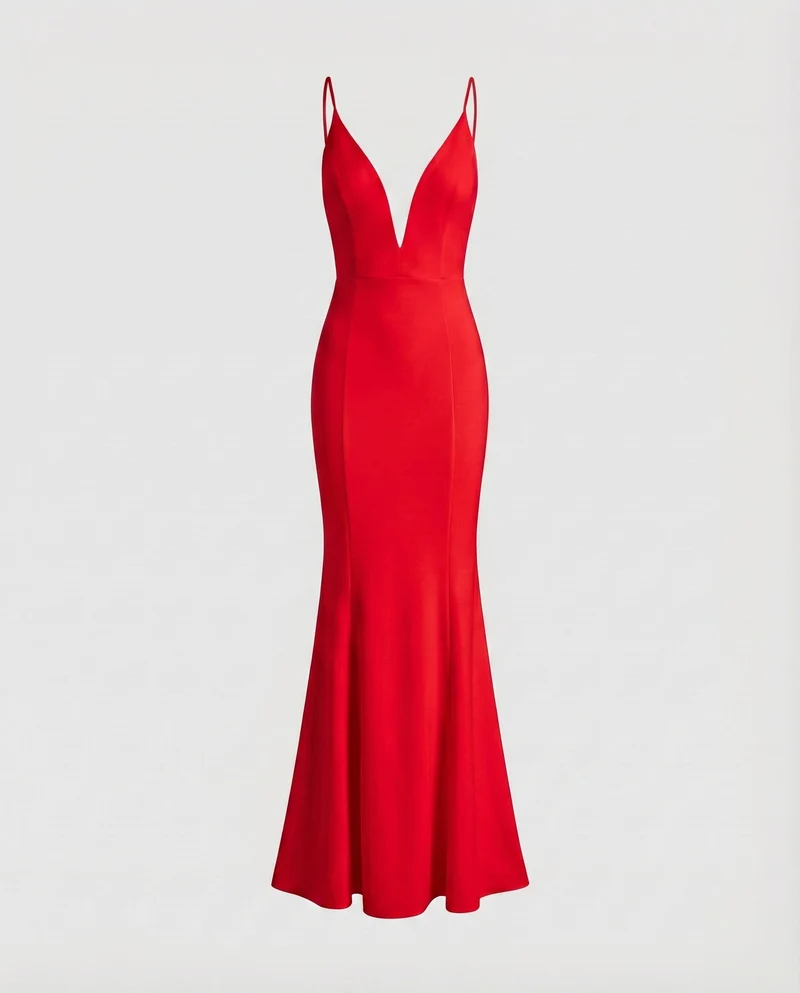 Damen Maxikleid Meerjungfrau-Schnitt V-Ausschnitt Spaghettiträger